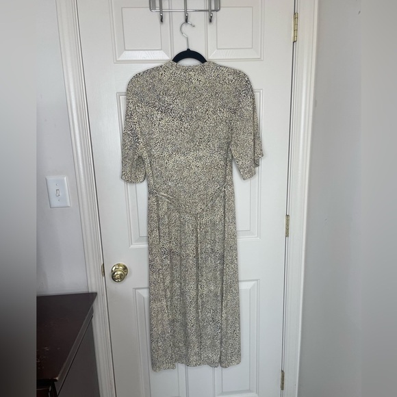 ICHI Puff Sleeve Button Front animal Print Midi Dress Black yellow | 38/M - Picture 8 of 13